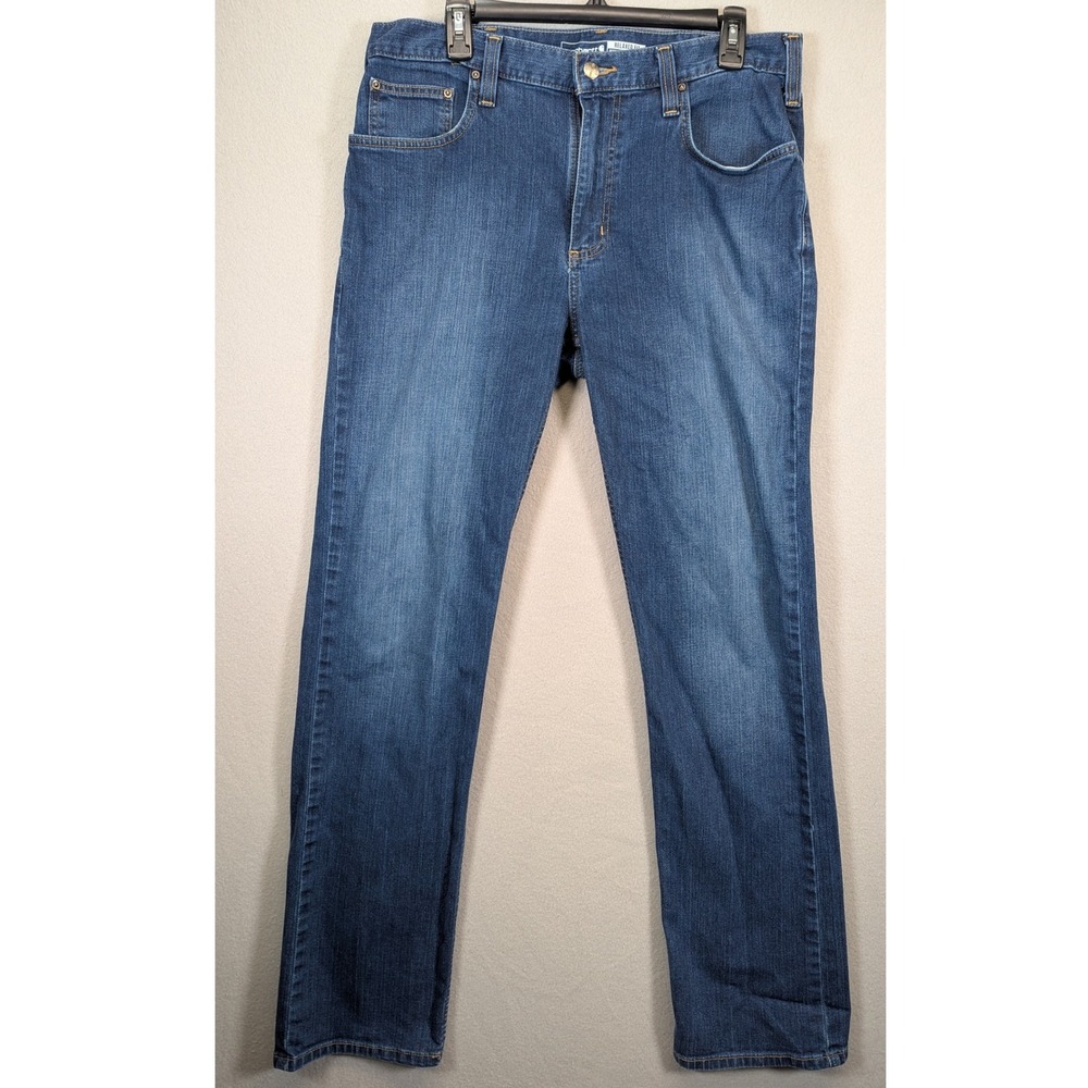 Carhartt Mens 34x32 Relaxed Fit Dark‎ Wash Denim Jeans BD2804M